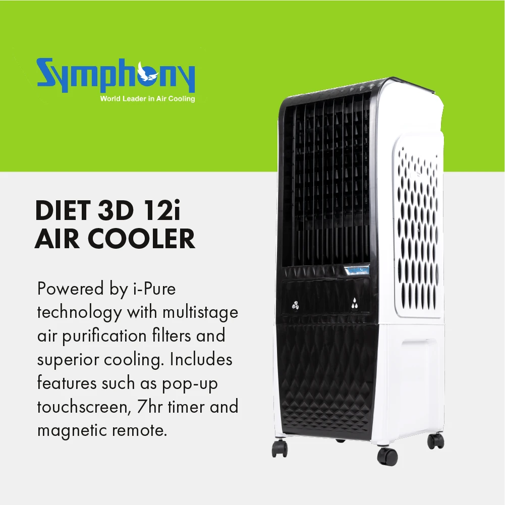 Symphony Diet 3D 20i Tower Air Cooler 20 Litres With Magnetic Remote - DIET3D20I 2 Symphony Diet 3D 20i Tower Air Cooler 20 Litres With Magnetic Remote - DIET3D20I - Image 2