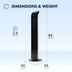 Devola 45W 3 Speed 33-inch Tower Fan With Remote - Black/White - DV33TFBW -Ventilation Equipment Store 2 252F0 252F7 252F5 252F2075d8496e2f8ab7fb7dcf223d1a5bf536d55018 03 Dimensiosn Weight