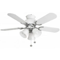 Fantasia Capri Combi 36inch. Ceiling Fan With Matt White Blade & Light - Gloss White And Stainless - 110538