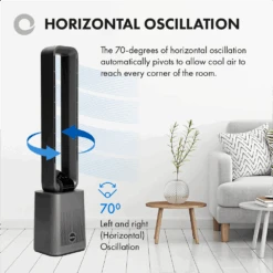 Devola Bladeless Tower Fan With Carbon Air Filter, 12 Speeds & Remote In Grey - DVBAM07 -Ventilation Equipment Store 3 252F0 252Fe 252Fe 252F30ee47633571d57d2a7ad2dd78ca0fa73834b0c4 04 Horizontal Oscillation 8
