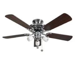 Fantasia Mayfair Combi 42inch. Ceiling Fan With Dark Oak Blade & Light - Stainless Steel - 115496