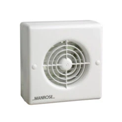 Manrose 4" Window Bathroom Fan With Automatic Shutter, Timer & Pullcord 100mm White - WF100ATP