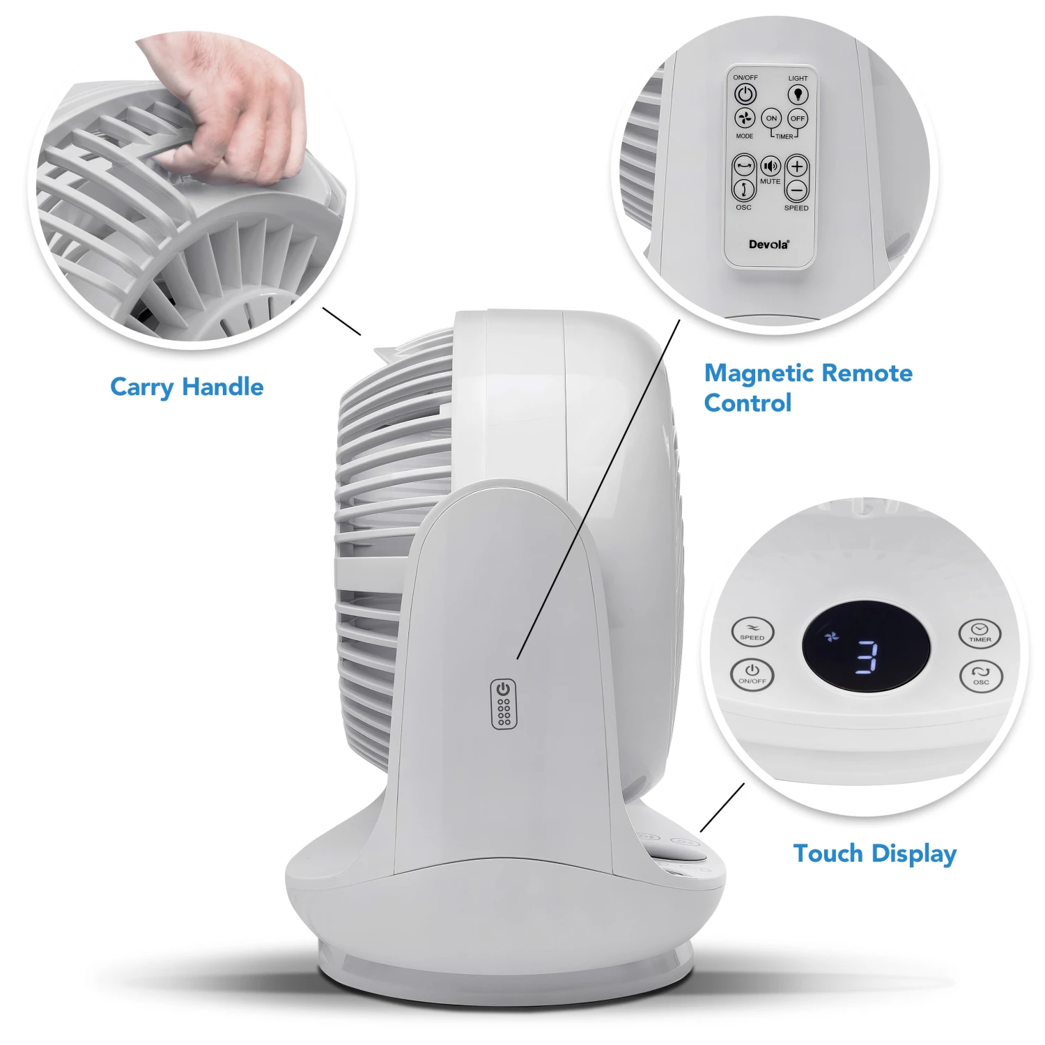 Devola Low Noise 20W 9 Speed 9-inch DC Desk Fan - White - DVF7DCFAN 6 Devola Low Noise 20W 9 Speed 9-inch DC Desk Fan - White - DVF7DCFAN - Image 6