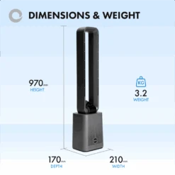Devola Bladeless Tower Fan With Carbon Air Filter, 12 Speeds & Remote In Grey - DVBAM07 -Ventilation Equipment Store 5 252F0 252Fd 252F0 252F50d06007ba70365d0e4c156298ddf84c57b9324c 03 Dimensiosn Weight 8