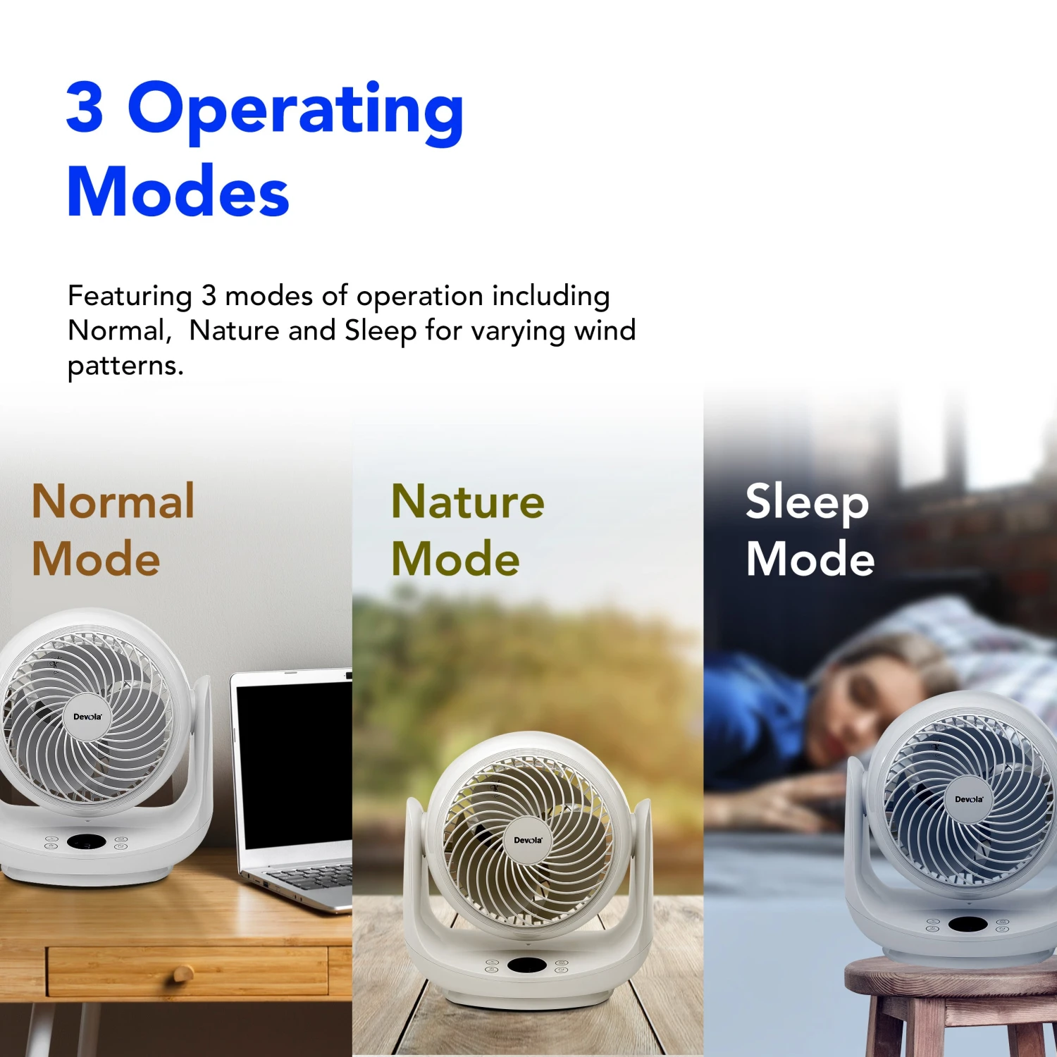 Devola Low Noise 20W 9 Speed 9-inch DC Desk Fan - White - DVF7DCFAN 4 Devola Low Noise 20W 9 Speed 9-inch DC Desk Fan - White - DVF7DCFAN - Image 4