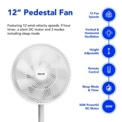 Devola Low Noise 30W 12 Speed 12-inch DC Pedestal Fan - White - DV12DCPFAN - Return Unit -Ventilation Equipment Store 5 252F5 252F0 252Fb 252F550b4f5d449b9f05e2079bfc517cb2f342f77dba Features Normal c47efda6 85e5 4508 a8e2 9184e6de28a2