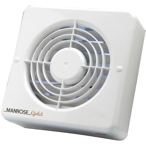 Manrose 12W Gold Axial Bathroom Extractor Fan With Timer And Pullcord - MG100TP 1 Manrose 12W Gold Axial Bathroom Extractor Fan With Timer And Pullcord - MG100TP