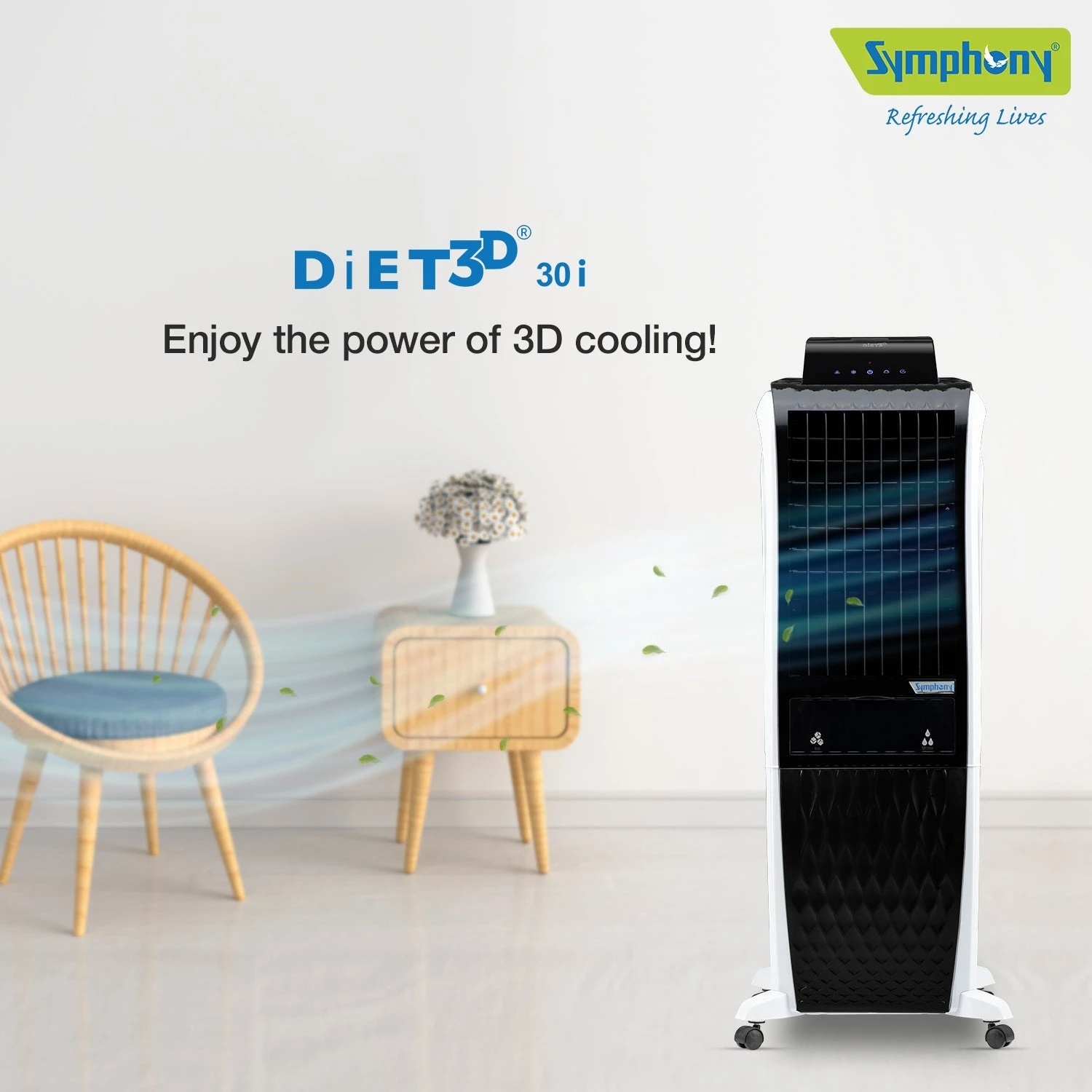 Symphony Diet 3D 30i Tower Air Cooler 30 Litres With Magnetic Remote - DIET3D30I 9 Symphony Diet 3D 30i Tower Air Cooler 30 Litres With Magnetic Remote - DIET3D30I - Image 9