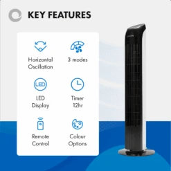 Devola 45W 3 Speed 33-inch Tower Fan With Remote - Black/White - DV33TFBW -Ventilation Equipment Store 7 252F8 252F8 252F8 252F7888a6672bb3b10a990fb5a38a2e13433f9e0548 02 Key Features