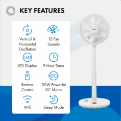 Devola Low Noise 30W 12 Speed 12-inch DC WiFi Pedestal Fan - White - DV12DCPFANWF -Ventilation Equipment Store 8 252F4 252Fa 252F8 252F84a83d9c52a3f48a25efd86e70f8e33795ddf549 02 Key Features