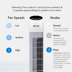 Devola 45W 3 Speed 33-inch Tower Fan With Remote - White - DV33TFWH - Return Unit -Ventilation Equipment Store 8 252F9 252F7 252F6 252F897610c013191fbbd81808e9509538bd44056e7d 05 3 Modes 1c2df039 2a9b 425e a3be eb530fe7ae3f
