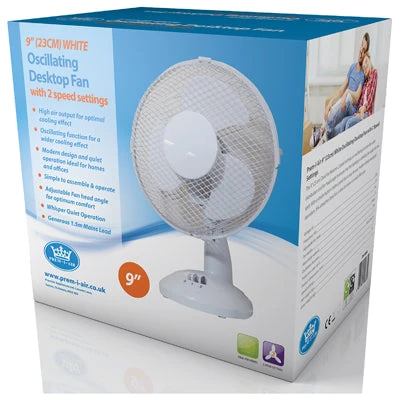 Prem-I-Air 21W 2 Speed 9-inch Oscillating Desk Fan - White - EH1854 2 Prem-I-Air 21W 2 Speed 9-inch Oscillating Desk Fan - White - EH1854 - Image 2