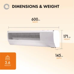 Devola 3kW Over Door Air Curtain White - DVSH3000WH -Ventilation Equipment Store DVSH3000WH specs