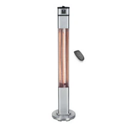Devola Platinum 2kW Floor Standing Patio Heater With Remote Control IP65 Silver - DVPH20PFSSL - Return Unit