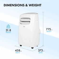 Midea Comfee 12000 BTU WiFi Compatible Portable Air Conditioner - White - MPPFA-12CRN7 - Return Unit -Ventilation Equipment Store a 252Fe 252F3 252Fe 252Fae3e2f30ba099135b0e183eca1f5126c10397ac5 03 Dimensiosn Weight 723ac6d2 9bbf 4355 9e8b 00b1d050326d