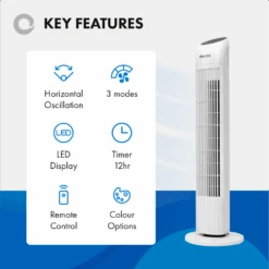 Devola 45W 3 Speed 33-inch Tower Fan With Remote - White - DV33TFWH - Return Unit -Ventilation Equipment Store a 252Fe 252Fd 252Fb 252Faedb1f69f575ae873bc626645db9fc52d6a75829 02 Key Features 3b4ff92b f330 431f 9fc8 f76327c3e309