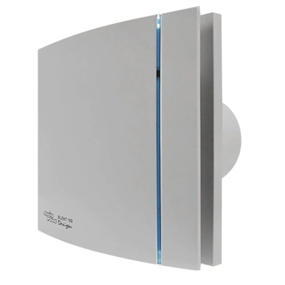 Envirovent Silent Design Silver 100mm 4" Ultra Quiet WC & Bathroom Extractor Fan With Timer - SILDES100TS