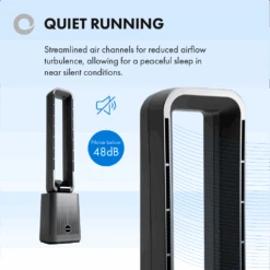 Devola Bladeless Tower Fan With Carbon Air Filter, 12 Speeds & Remote In Grey - DVBAM07 -Ventilation Equipment Store b 252F0 252F9 252F0 252Fb09041a0b91ae150bfc0f07c50523efd9a9196b6 05 Quiet Running 8