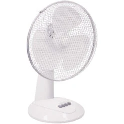 Prem-I-Air 40W 3 Speed 12-inch Plastic Desk Fan - White - EH1522 - Return Unit