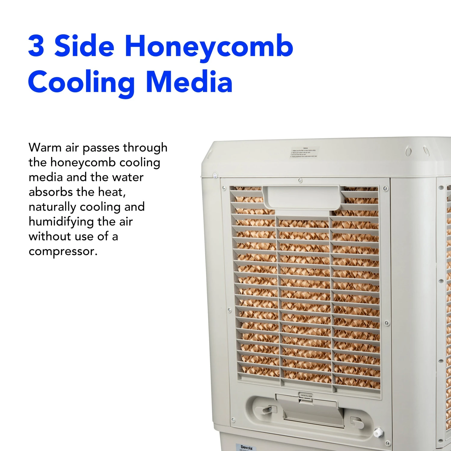 Devola 60L Evaporative Swamp Air Cooler 80m² White/Grey - DVCO60P - Return Unit 4 Devola 60L Evaporative Swamp Air Cooler 80m² White/Grey - DVCO60P - Return Unit - Image 4