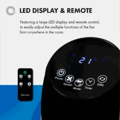 Devola 45W 3 Speed 33-inch Tower Fan With Remote - Black - DV33TFB -Ventilation Equipment Store c 252F0 252F6 252F5 252Fc065ea8bb73da9b2d463b6b0adf9bf6e8b05ac84 07 LED Display e79b26ea 2cdd 4b5b 8cd8 c2e2eecbeaab