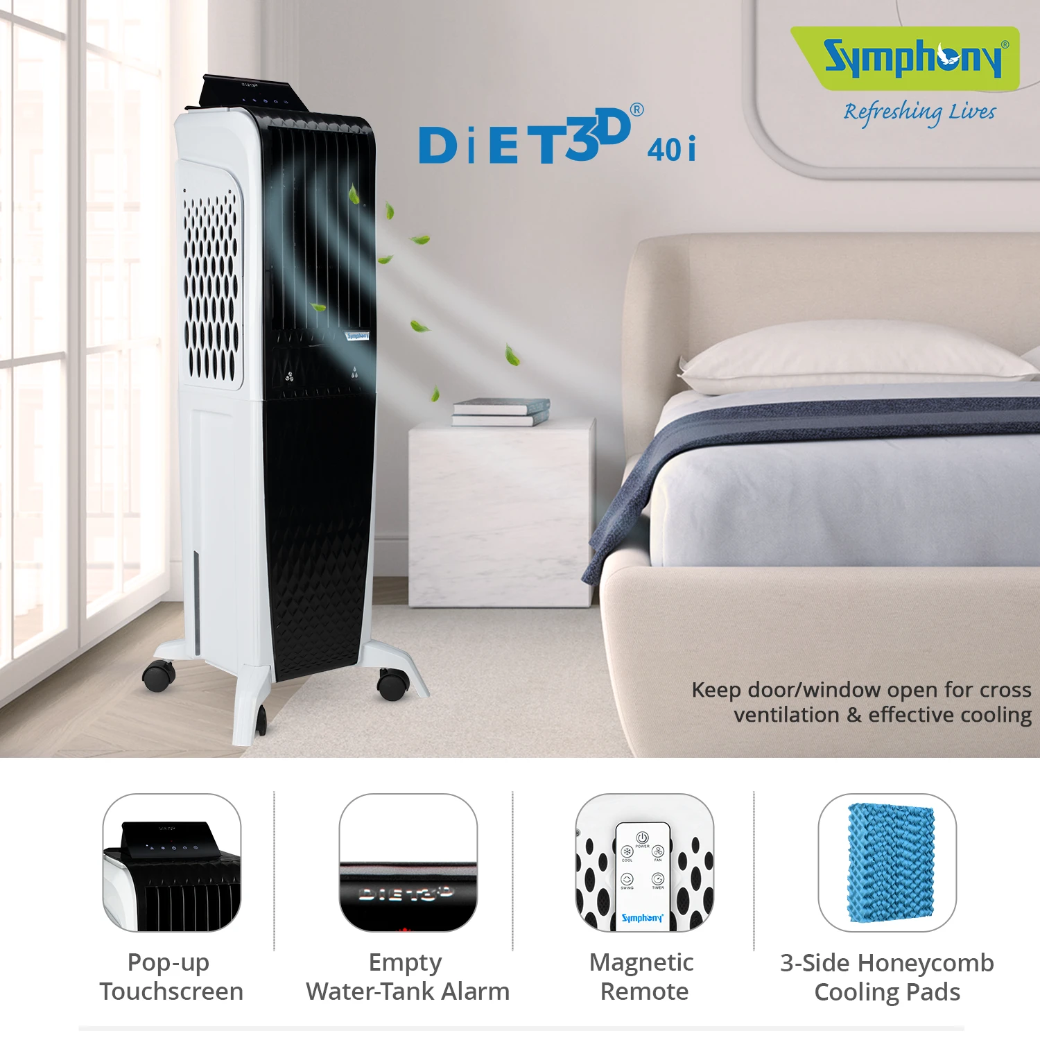 Symphony Diet 3D 40i Tower Air Cooler 40 Litres With Magnetic Remote - DIET3D40I 5 Symphony Diet 3D 40i Tower Air Cooler 40 Litres With Magnetic Remote - DIET3D40I - Image 5