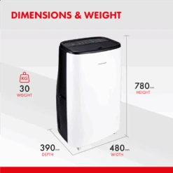Honeywell 12000 BTU WiFi Compatible Portable Air Conditioner With Voice Control - White - HJ12CESVWK -Ventilation Equipment Store c 252F7 252Fb 252Fa 252Fc7ba6c91632e48be7754f422cb94a7246f0c6d4e 03 Dimensiosn Weight