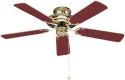 Fantasia Mayfair 42inch. Ceiling Fan With Gloss Mahogany/Gloss Oak And Cane Blade - Polished Brass - 110682