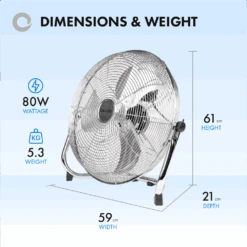Devola High Power 80W 3 Speed 20-inch DC Floor Fan - Chrome - DV20FFC - Return Unit -Ventilation Equipment Store e 252F3 252Fa 252Fd 252Fe3ad984add9596b5492d43756491d17c2b8d7d6f 03 Dimensiosn Weight 8def0dfa afe7 4692 acbe 9c476ac97a14