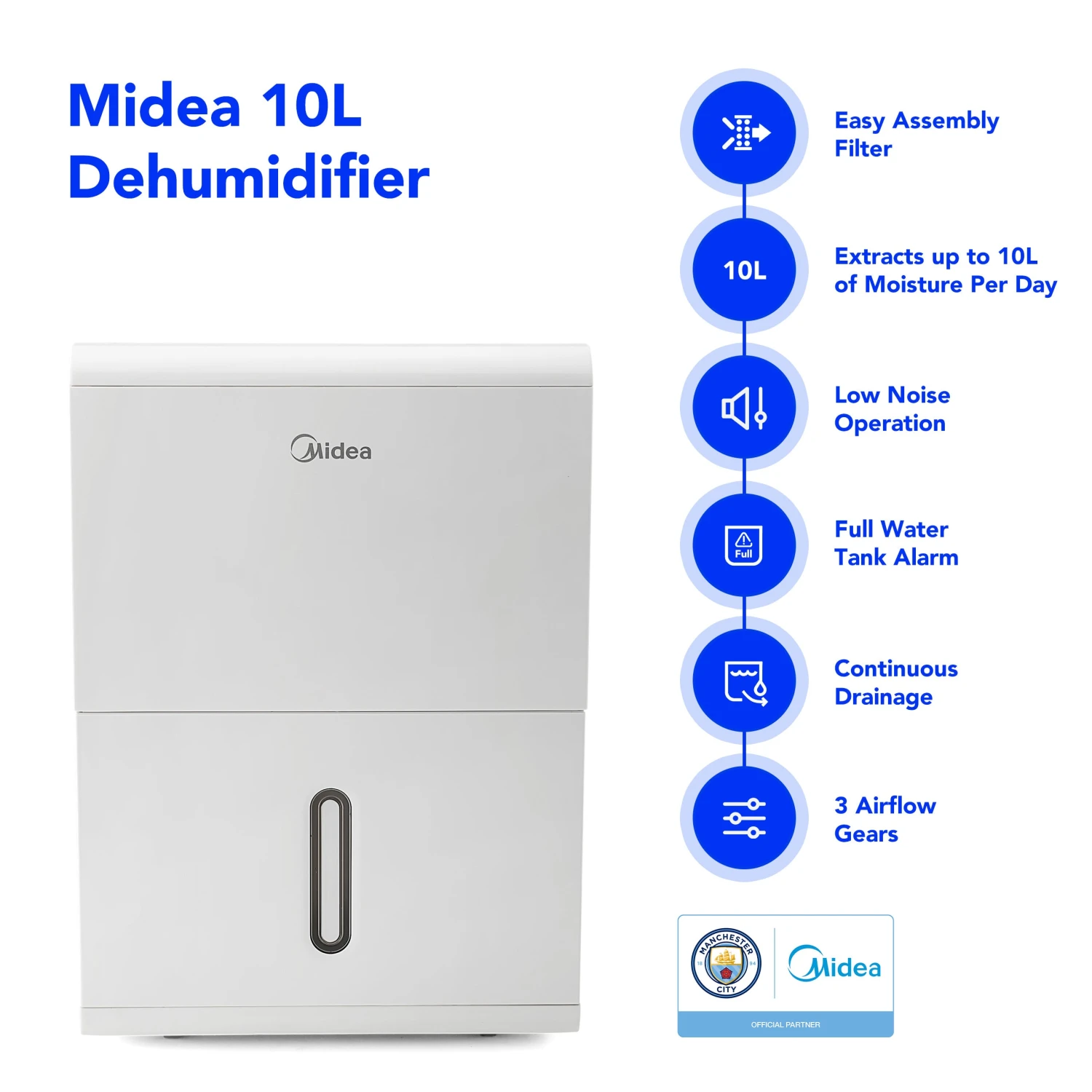 Midea DE 10L Portable Dehumidifier - MDDE-10DEN7 - Return Unit 2 Midea DE 10L Portable Dehumidifier - MDDE-10DEN7 - Return Unit - Image 2
