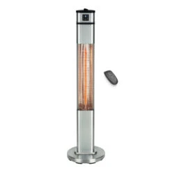 Devola Platinum 1.6kW Floor Standing Patio Heater With Remote Control IP65 Silver - DVPH16PFSSL