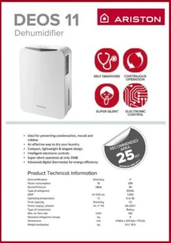 Ariston Deos 11L Compressor Dehumidifier - DEOS11 -Ventilation Equipment Store f 252Fa 252F1 252Fd 252Ffa1dc1c8f53ea1cc7517b7281f55a8b1bce4b3be deos11 spec 6232d98a 9d41 46bd a036 e294e0755b39