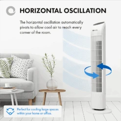 Devola 45W 3 Speed 33-inch Tower Fan With Remote - White - DV33TFWH -Ventilation Equipment Store f 252Fa 252Fe 252F4 252Ffae4f933a816266b7ee31155c82e83c9bef0a3f9 04 Oscillation 67b82010 9ca2 4e22 a59a f7e8de1e5014